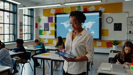 Poster - Innovative classroom technology enhances learning experiences with hologram and VFX elements