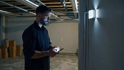 Poster - Exploring a basement with futuristic technology and VFX while interacting with holograms