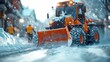 © Photolife   - snow removal by snow removal equipment and road workers from roads on a winter day, snow removal from city streets