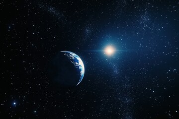 Wall Mural - the blue planet in the solar system. stars and galaxies.