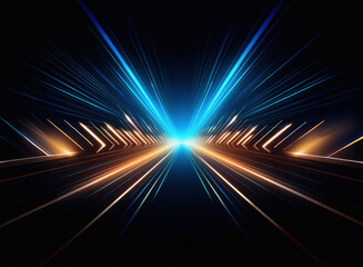 Aufkleber - Abstract image depicting a dynamic, glowing energy stream converging at a central point.  The vibrant streaks of light suggest rapid movement and technological advancement.