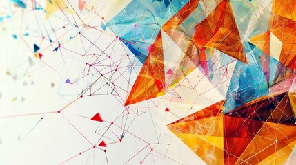 Wall Mural - abstract polygonal space with connecting dots and lines.