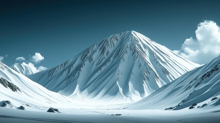 Wall Mural - majestic snow-covered mountain peak under a clear blue sky.