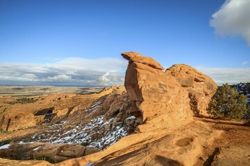 Wall Mural - View from Black Arch Overlook, vantage point, sandstone cliffs in winter, Devil's Garden Trail, Arches National Park, Utah, USA, North America