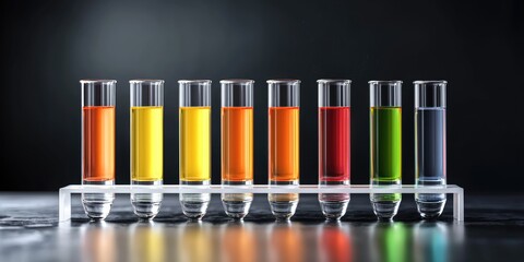 Wall Mural - laboratory setting featuring colorful test tubes on a clean workbench, focused on scientific researc