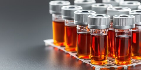 Aufkleber - laboratory clinical trials medical tests illustrating a close-up of lab samples and test tubes against a neutral background, highlighting precision and innovation