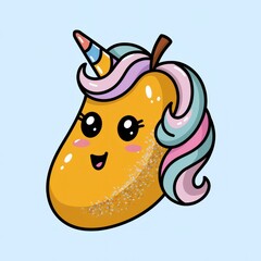 Cute Mango Unicorn Cartoon Character