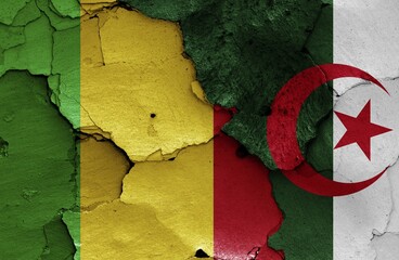 Wall Mural - Flags of Mali and Algeria painted on cracked wall