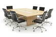 © Photock Agency - 3D Design of a Conference Room Featuring a Long Table and Black Chairs Isolated Background