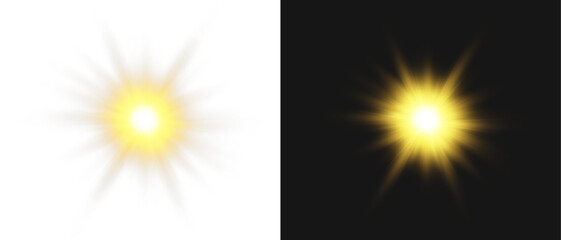 Wall Mural - light vector with sun glare. sun, sunrays, and glare in png format. gold flare and glare.