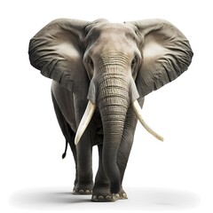 Wall Mural - African elephant, also African steppe elephant or African bush elephant (Loxodonta africana), in front of white background, AI generated