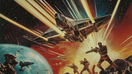 Wall Mural - Spaceship Battle Scene - Sci-Fi Artwork