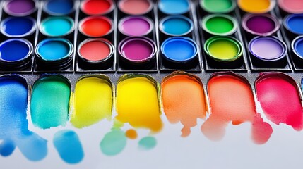 Wall Mural - Palette of nail polish colors is shown in a rainbow of colors. The colors are arranged in a row, with the lightest color on the left and the darkest on the right