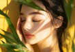 © Alexei - A detailed close up of a womans face showing her eyes gently closed