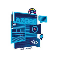 web design isometric concept, website page development. Template landing page for website