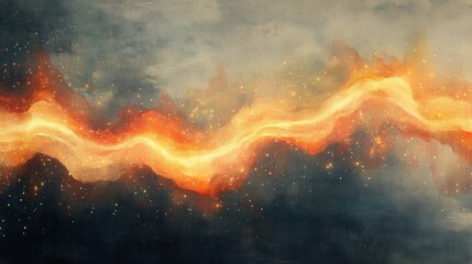 Canvas Print - Golden energy flows across dark canvas