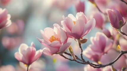 Wall Mural - Pink Magnolia Blossoms in Springtime