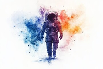 Wall Mural - astronaut exploring a colorful cosmic landscape with vibrant hues in a surreal representation of spa