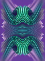 Leinwandbilder - Elegant fabric waves with neon green-purple gradient. 3d rendering illustration