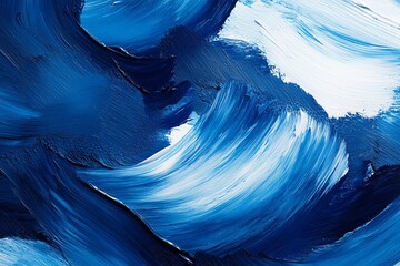 Aufkleber - Abstract waves in deep blue tones showcasing dynamic brush strokes and texture