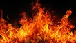 © Praphunsak - A blazing inferno of orange and red flames on a dark black background with intense heat radiating from the fire , black background, fiery