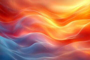 Fototapete - Beautiful abstract waves of orange and blue swirling gracefully in a vibrant and dynamic display of color and light