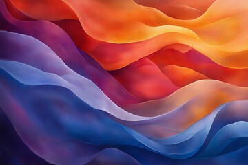 Aufkleber - Vibrant abstract waves of color flowing together in warm and cool tones exhibiting dynamic movement and depth