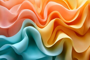 Leinwandbilder - Vibrant waves of fabric in soft pastel colors display intricate folds and textures, evoking a sense of depth and movement