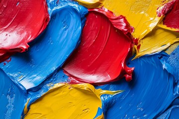 Poster - Vibrant display of colorful paint swirls on canvas creating an abstract art piece