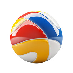 Leinwandbilder - A digitally rendered image showcases a glossy sphere with sections of red, blue, yellow and white.  The image is an abstract representation.