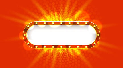 Wall Mural - light frame label, event bar casino, show signboard. vector illustration