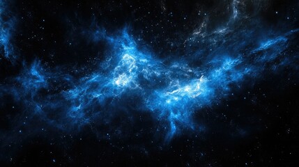 Wall Mural - A deep black void pierced by intense blue and white spotlights, creating a futuristic look.