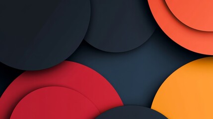 Poster - Abstract geometric shapes in vibrant colors, overlapping and forming a modern, dynamic design with shadows and depth on a minimalist background
