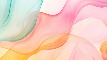 Poster - An abstract watercolor background in soft pastel shades with flowing, organic shapes, creating a calming and artistic look