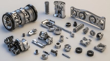 Wall Mural - Assortment of Metallic Machine Parts