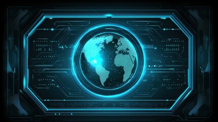 Wall Mural - illuminated digital globe with circuit patterns and high-tech aura