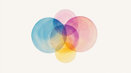 Fototapete - A bubble chart with multicolored, semi-transparent circles of varying sizes, set against a simple light background, creating a playful, informative visual