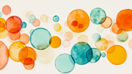 Wall Mural - A bubble chart with multicolored, semi-transparent circles of varying sizes, set against a simple light background, creating a playful, informative visual