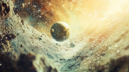 Wall Mural - stunning cosmic landscape with celestial bodies and stars