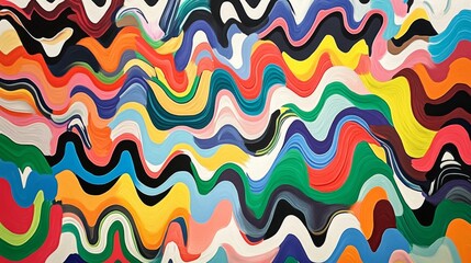 Poster - A colorful explosion of zigzag lines in bold hues, arranged dynamically on a white background, creating an energetic and eye-catching visual
