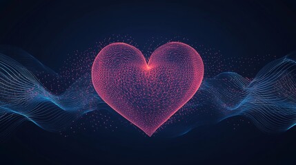 Poster - A conceptual graphic showing a heart wave merging with sound waves, illustrating the connection between heartbeats and sound in a creative visual