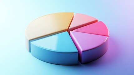 Aufkleber - A corporate-style pie chart showing a financial breakdown of company profits, with sections for expenses, taxes, and net revenue, placed on a simple gradient background.