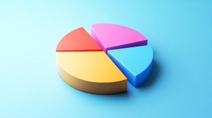 Aufkleber - A corporate-style pie chart showing a financial breakdown of company profits, with sections for expenses, taxes, and net revenue, placed on a simple gradient background.