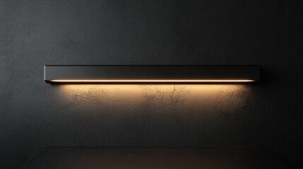 Wall Mural - A modern minimalist wall lamp illuminating a sleek black surface.