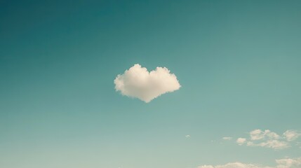 Wall Mural - a perfect heart-shaped cloud centered against a clear azure sky.