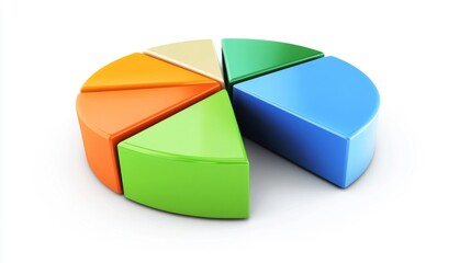 Poster - A financial pie chart with green, blue, and orange segments, clearly illustrating budget allocation, set against a white background with subtle financial icons.