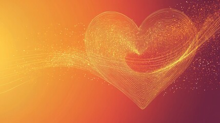 Leinwandbilder - A glowing heart wave pattern flowing through a gradient background, capturing the essence of life and vitality in a visually striking design