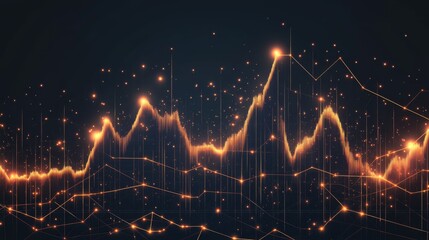 Aufkleber - A gold price line graph with a golden upward trend line, set against a dark background with glowing highlights and grid lines for a high-value look