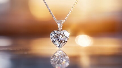 Leinwandbilder - A macro shot of a diamond pendant catching light, with reflections dancing around it, creating a captivating and luxurious effect