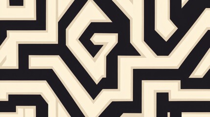 Aufkleber - A modern geometric pattern composed of interlocking lines in black and white, creating a sophisticated, high-contrast visual with a timeless appeal